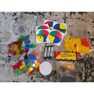 Huge Overhead Math Manipulative Lot - Fraction Circles Squares Spinners Timers
